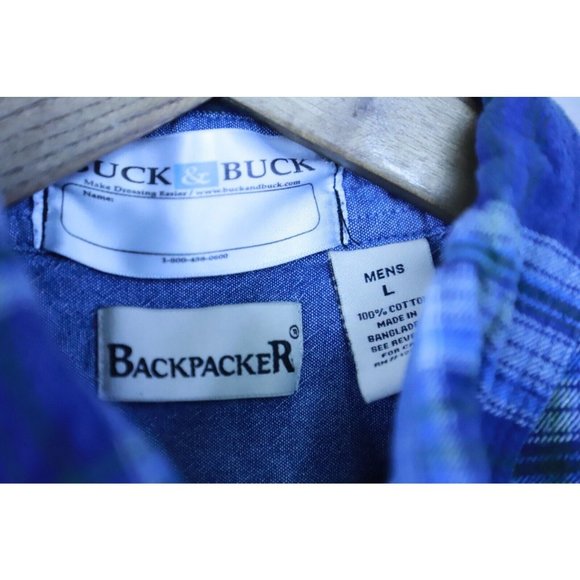 Buck & Buck Shirt Men's Size Large Multi Color Backpacker Button Up Long Sleeve - Picture 5 of 8